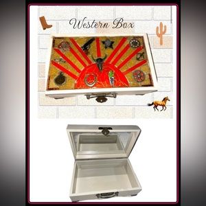 Western mosaic mirrored hinged box. Jewelry, safe-keeps box.